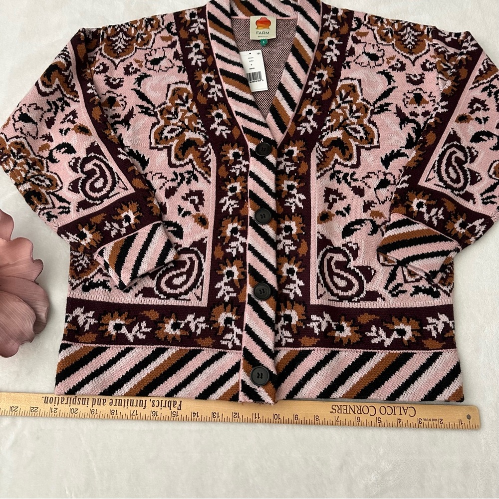 Farm Rio Glam Tapestry Jacquard Cardigan Small - Picture 9 of 13